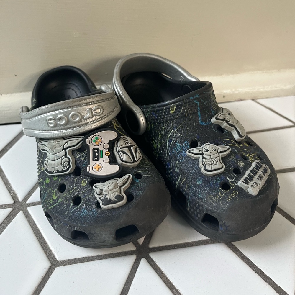 Star Wars Black and Silver Crocs T8